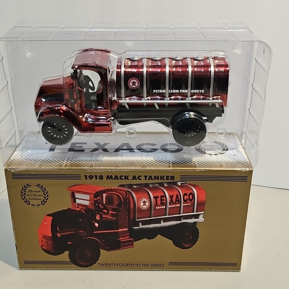 TEXACO 1918 MACK AC TANKER DELIVERY TRUCK RED CHROME EDITION - #24 in Series